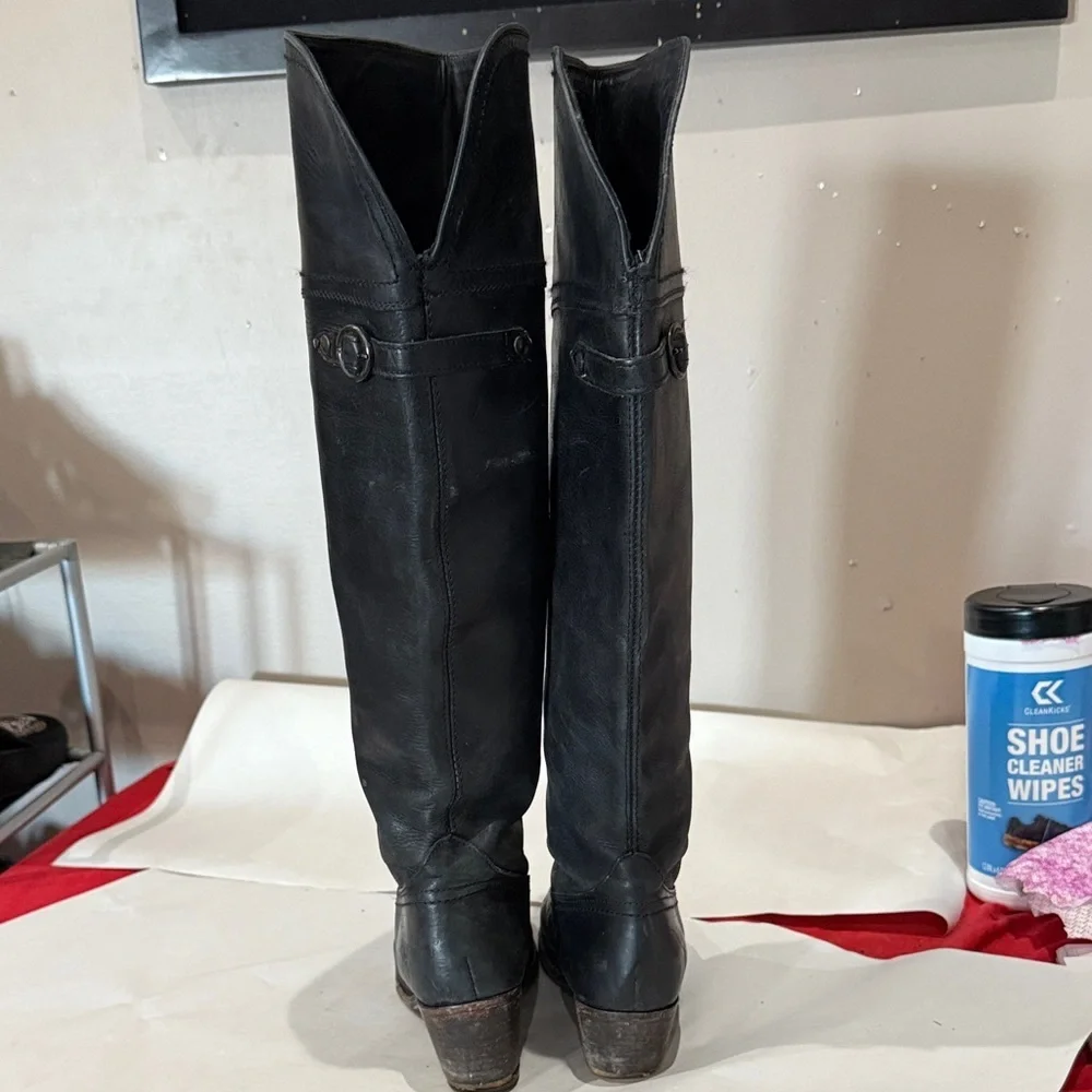 Frye Black Over the Knee Leather Boots